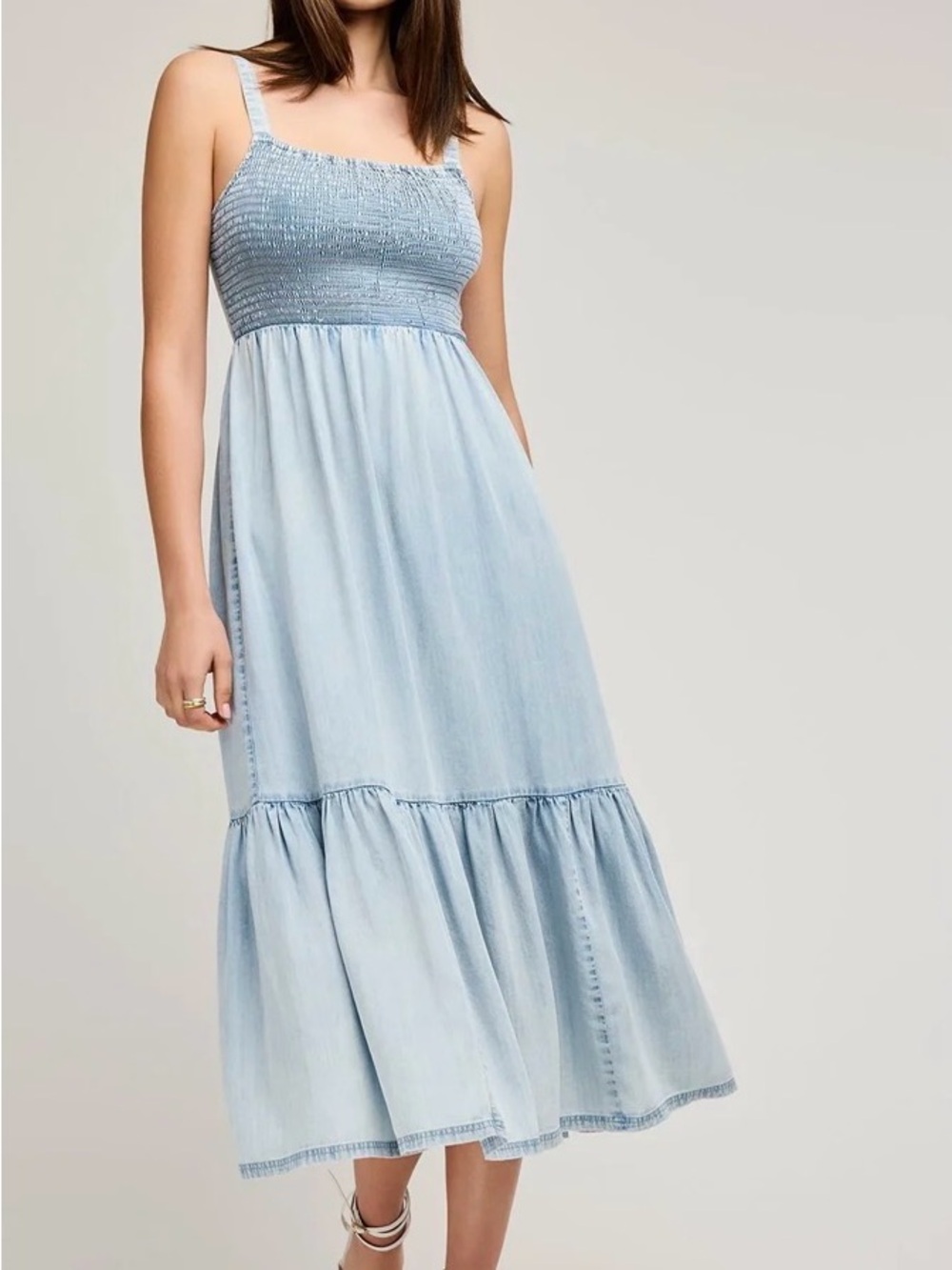 Gentle Fawn nova Light Blue Smocked Midi Dress